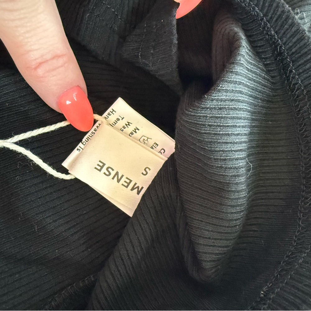 Black Ribbed Button-Front Long Sleeve Top - Picture 3 of 3